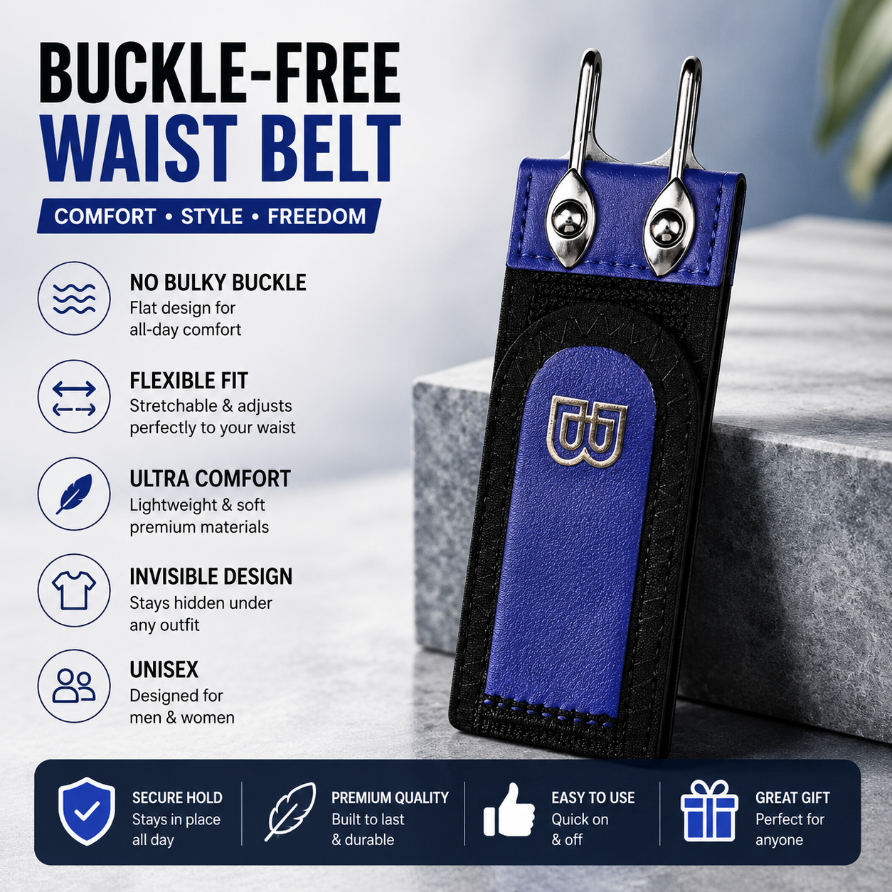 No Buckle Elastic Belt for Men & Women