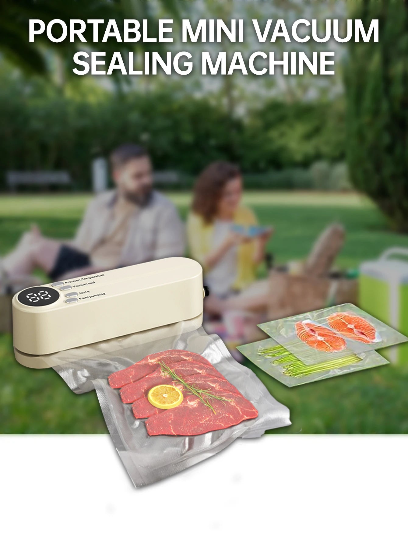 Mini Vacuum Sealer Machine Bag Rolls Food Sealer Compact Food Preservation System with Vacuum Bags & Inhalation tool kit