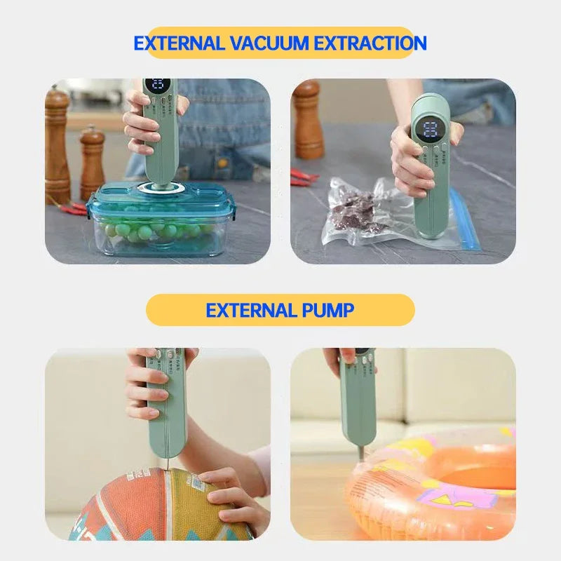 Mini Vacuum Sealer Machine Bag Rolls Food Sealer Compact Food Preservation System with Vacuum Bags & Inhalation tool kit