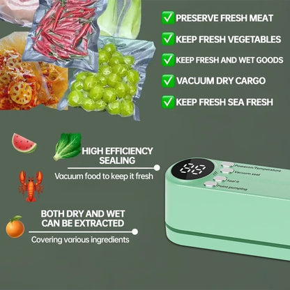 Mini Vacuum Sealer Machine Bag Rolls Food Sealer Compact Food Preservation System with Vacuum Bags & Inhalation tool kit