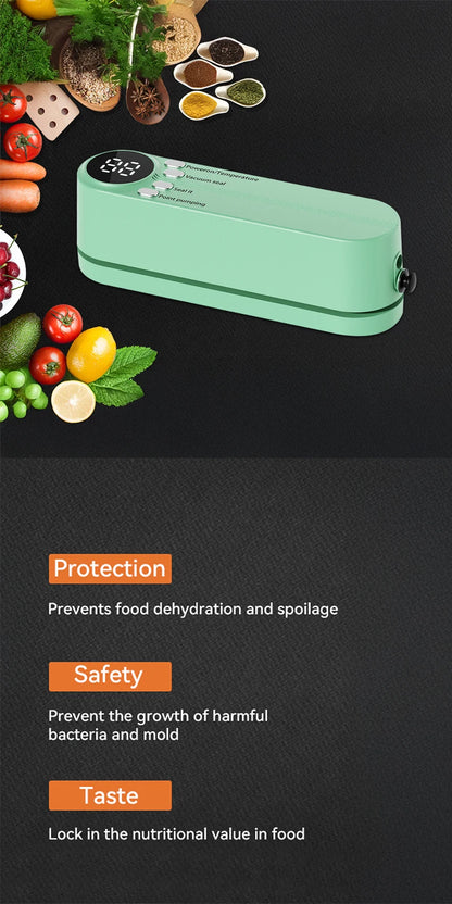 Mini Vacuum Sealer Machine Bag Rolls Food Sealer Compact Food Preservation System with Vacuum Bags & Inhalation tool kit
